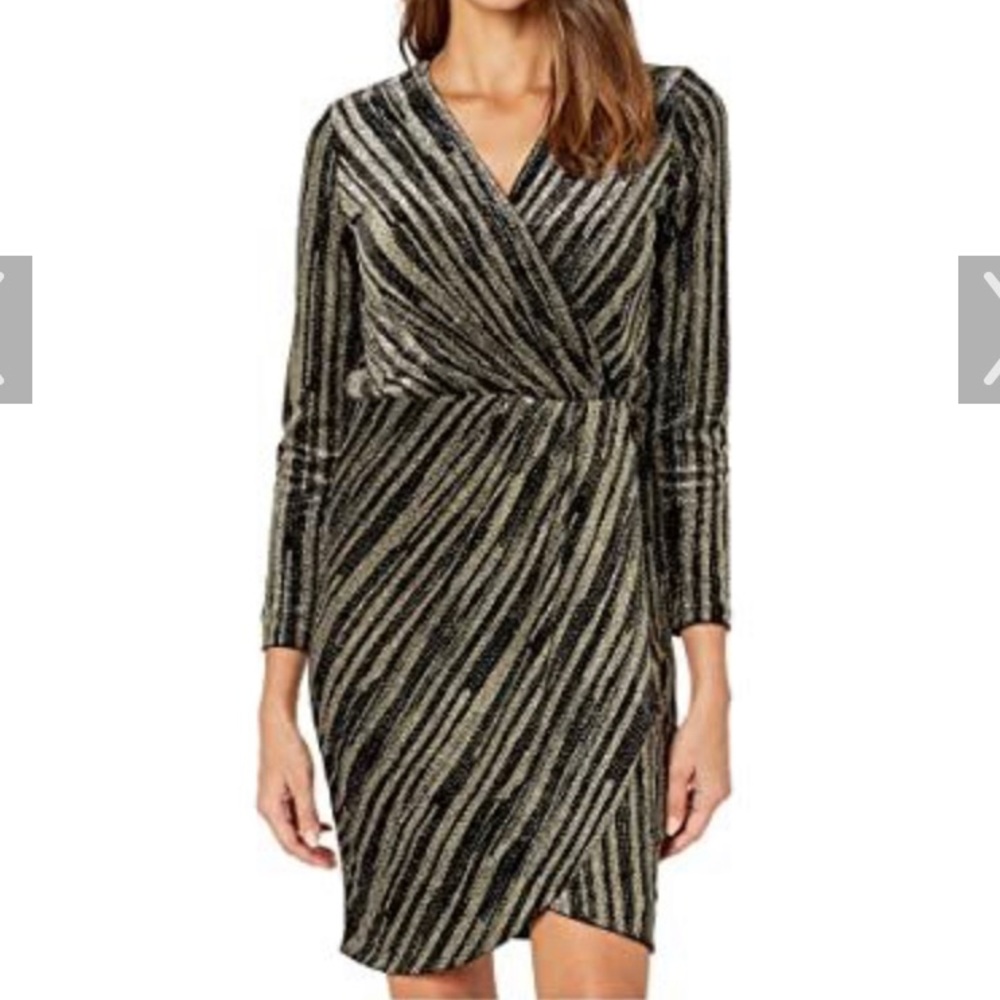 Calvin Klein gold and black long sleeve dress